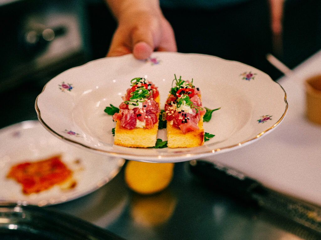 Tuna tartare cocktail bites for corporate catering in Toronto - Fat Rice